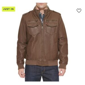 Levi's Men’s Sherpa Lined Faux Leather Aviator Bomber Jacket Large Brown NWT
